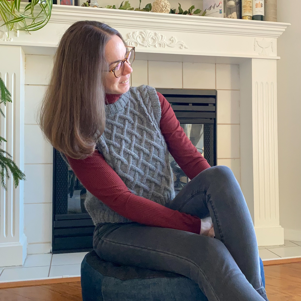 Cable knit sweater vest